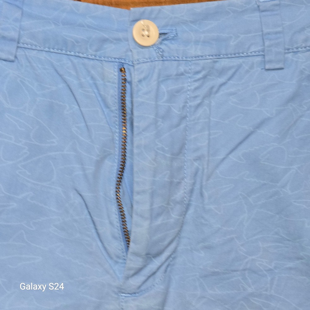 Vineyard Vines Mens Breaker Shorts‎ Blue Shark Print Cotton Twill Size 28